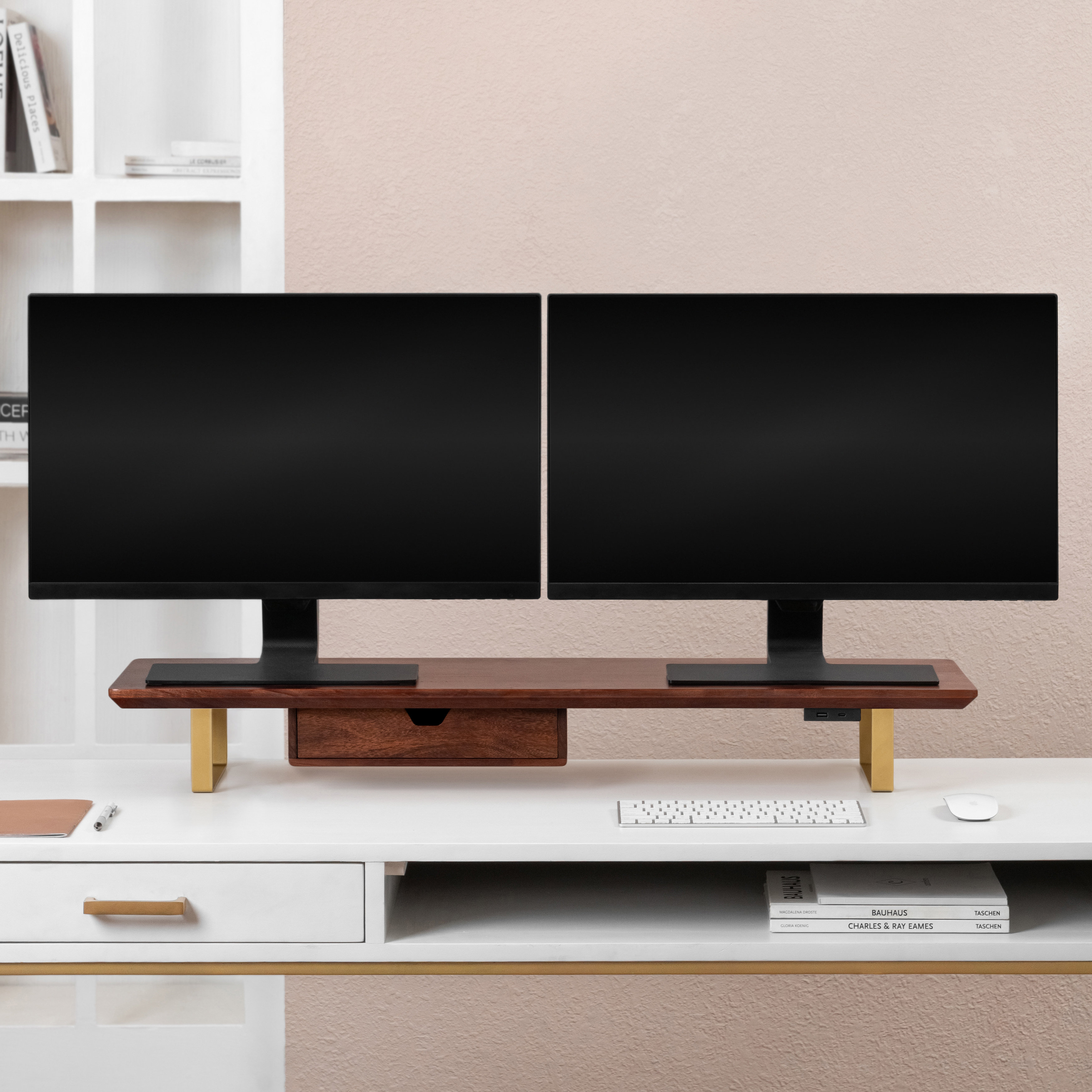 Anji Mountain Extra Long Wood Monitor Stand Riser with USB Port and ...