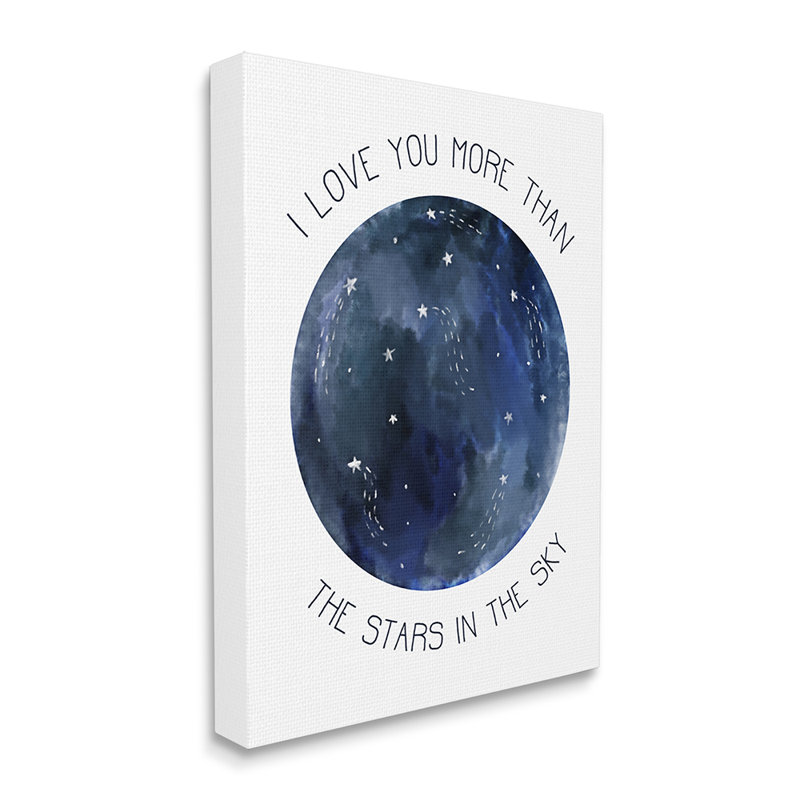 Plus que les étoiles, phrase romantique, ciel nocturne par Daphne Polselli - impression d'art graphique, Toile tendue