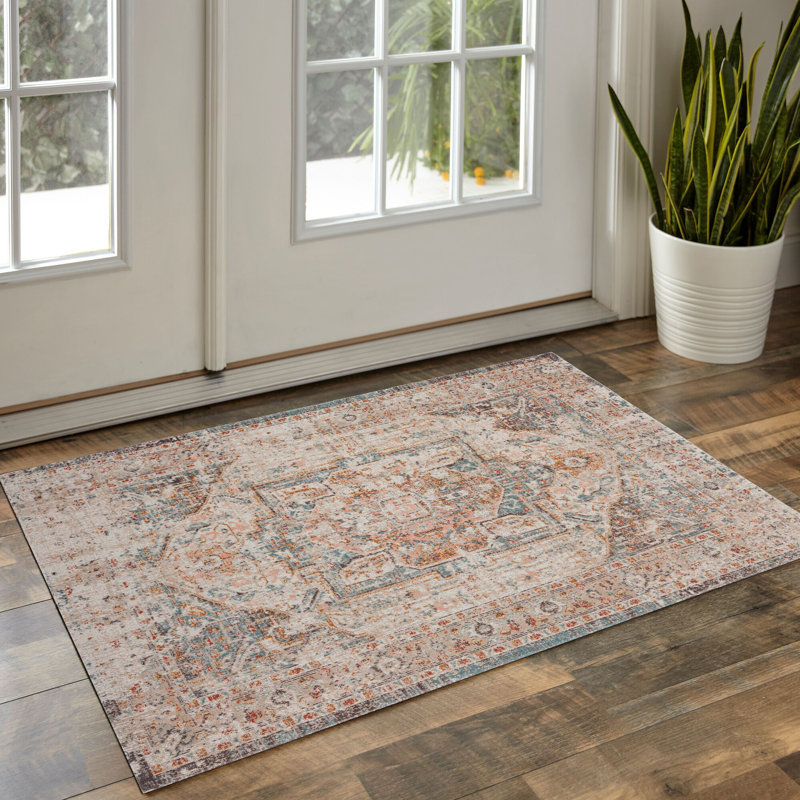 Whipkey Oriental Power Loomed Indoor/Outdoor Area Rug, Rectangle 2' x 4', Beige/Cream