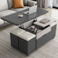 Table basse à plateau relevable moderne 47,24 "avec 4 tabourets, table de centre multifonction 3 en 1, table de salle à manger extensible pour le salon