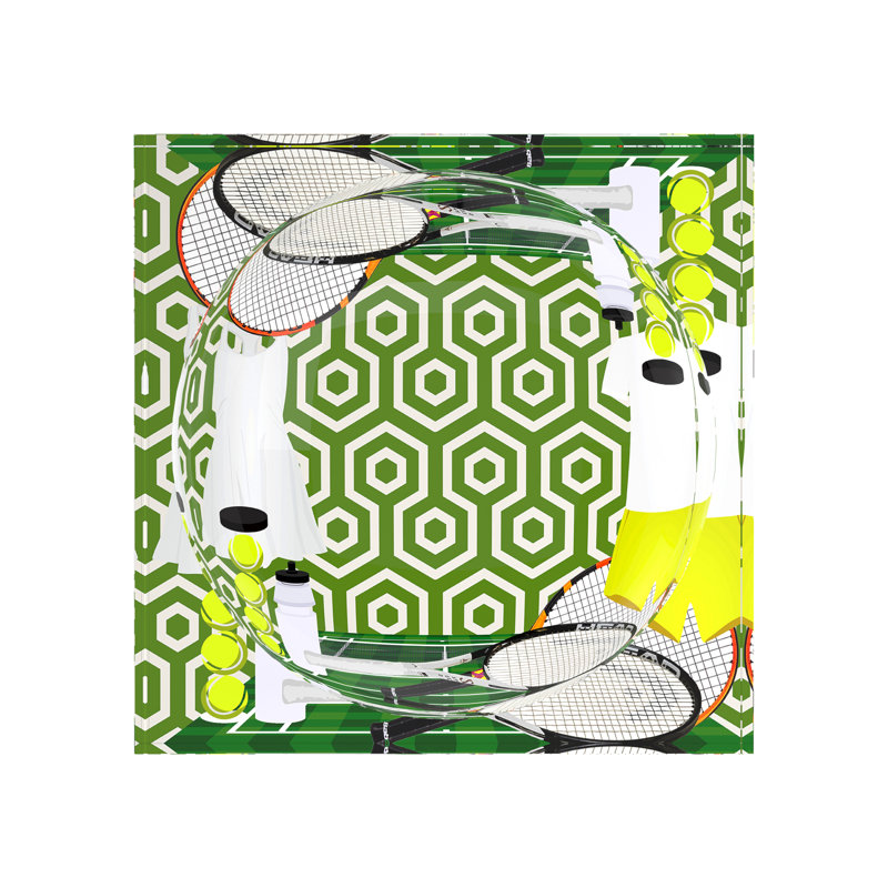 Square Abstract Decorative Tray, 6"W x 6"D x 2"H, Green White