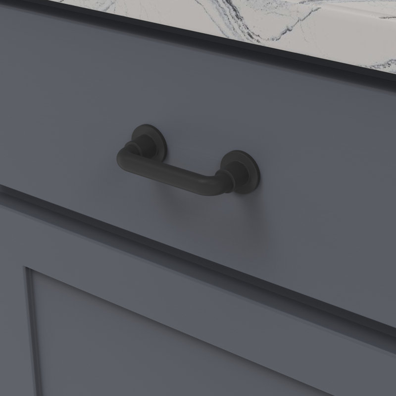 Urbane Collection Pull 3-3/4 Inch (96Mm) Center To Center Brushed Golden Brass Finish, 3", Matte Black
