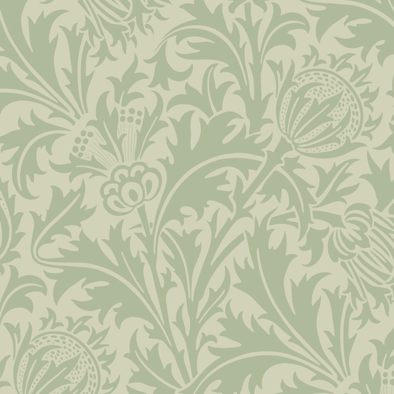 Thistle Damask - Soft Gold, Green