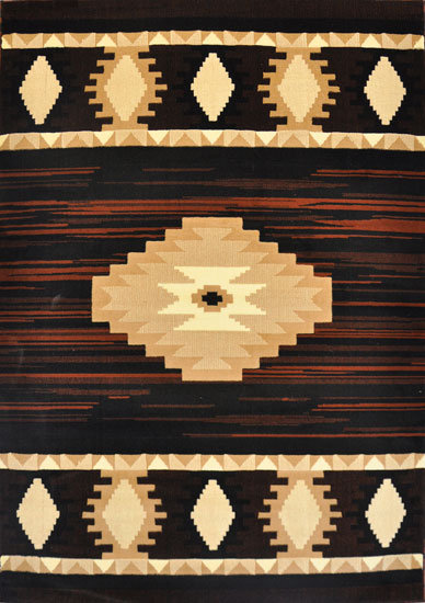 Tapis noir de style Sud-Ouest Esmund, Rectangle 3 pi x 5 pi