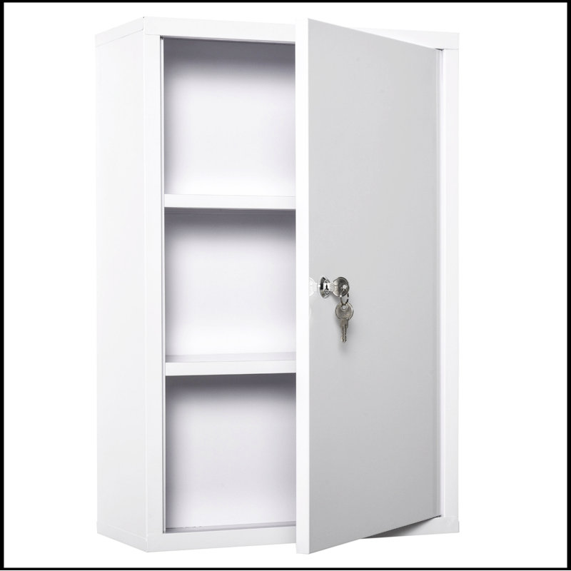 Armoire à pharmacie murale à 3 niveaux pour salle de bain, verrouillable kleankin