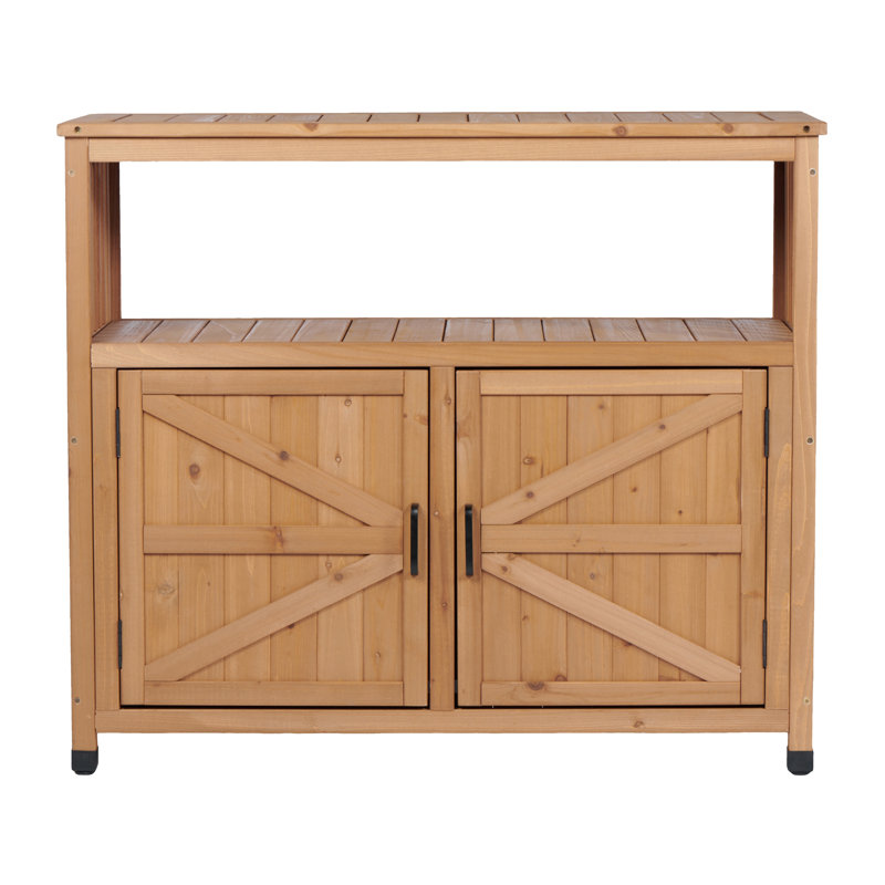 Wooden Outdoor Buffet Cabinet With Storage Function, Slatted Appearance For A Classic Appeal, High - Quality Solid Fir, 41.9 In Depth Sideboard Timeless Fir Wood,