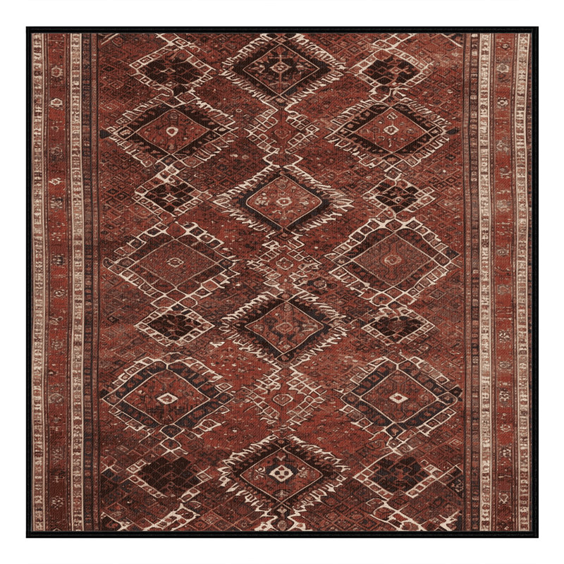 Machine Washable Persian Brown Area Rug, Square 4'