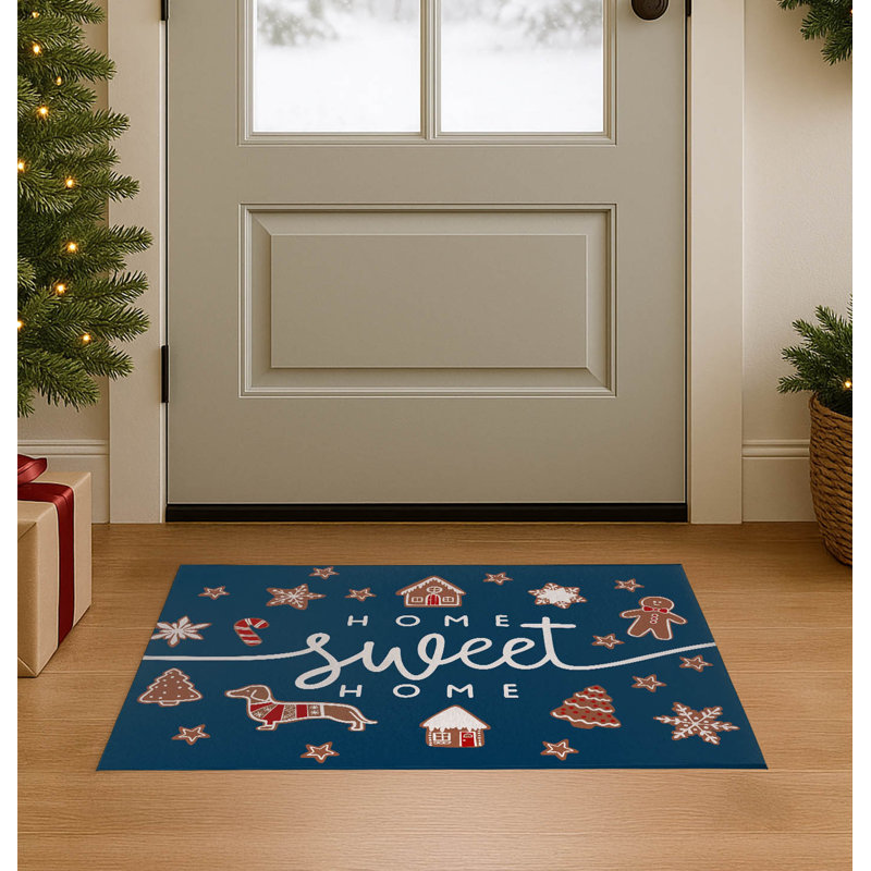 Paillasson Gingerbread, Bleu très foncé, L 48 po x L 72 po