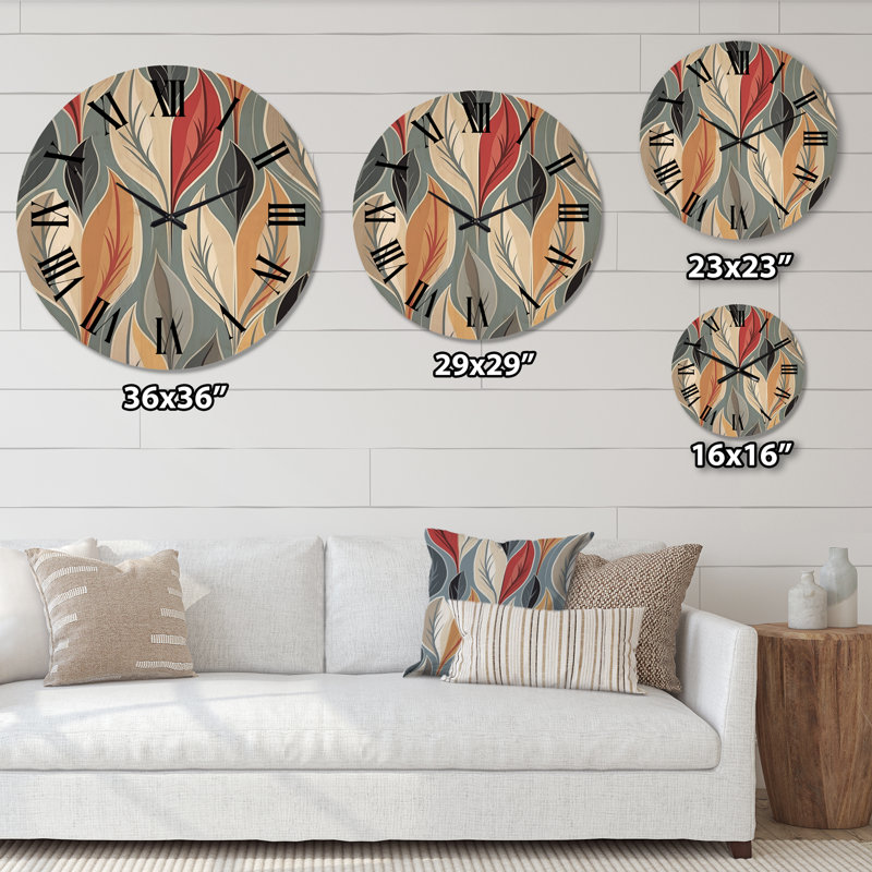 Horloge murale rétro surdimensionnée abstraite à feuilles géométriques IV, Grand
