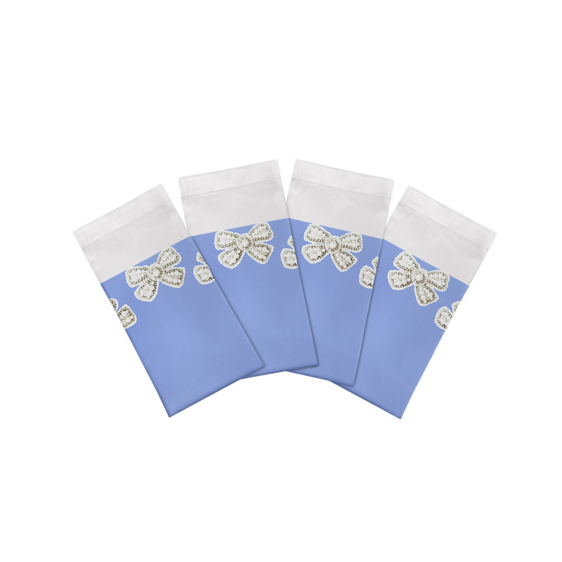 Serviettes de table en satin de coton Pearl Bow, Bleu