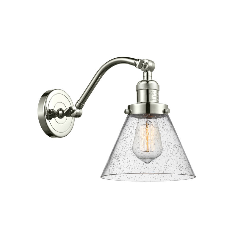 Applique murale 1 lumière Cone, Grainé, DEL, Nickel poli