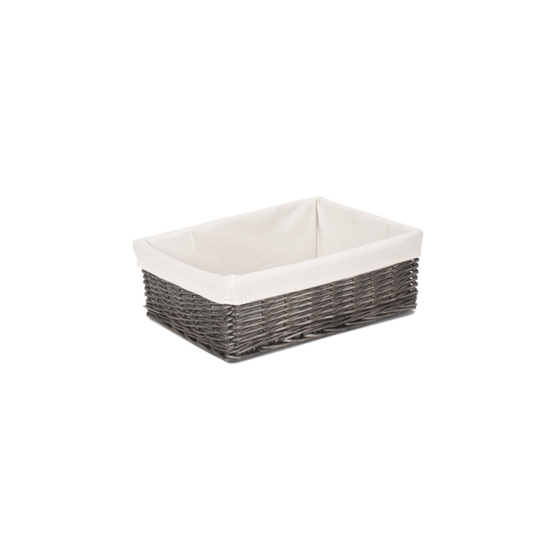 Wicker Lined Storage Tray Basket, 14cm H x 41cm W x 30cm D
