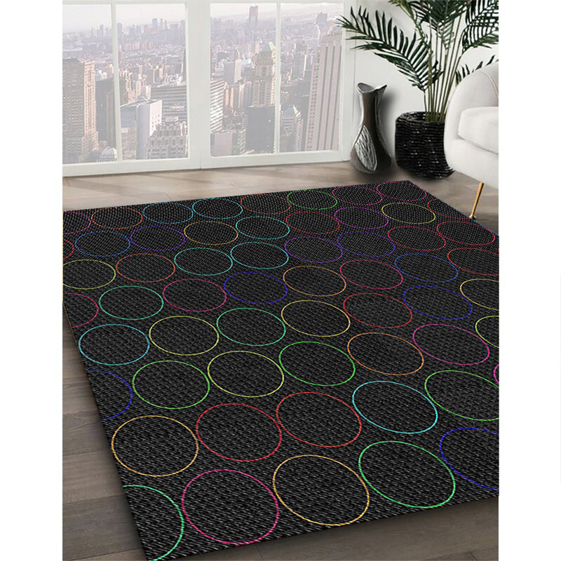 Tapis noir/rouge à motifs, Rectangle 8 pi x 12 pi