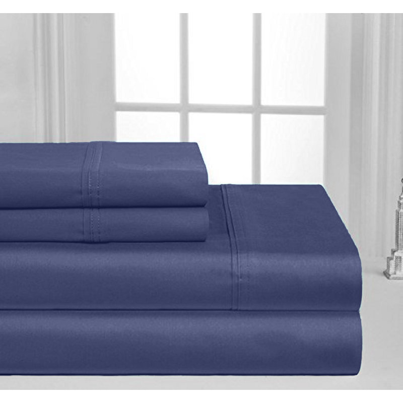 Ensemble de draps en coton à 100 % à densité de tissage de 1000 fils de la collection Milan, Bleu marine