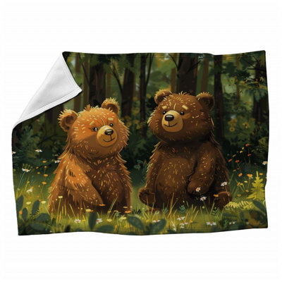 Friendly Bears Wildlife Machine Printed Throw Blanket