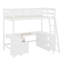 Structure de lit en bois massif avec tablettes de rangement, armoire, bureau en U et 2 tiroirs-1154058140-1154058131