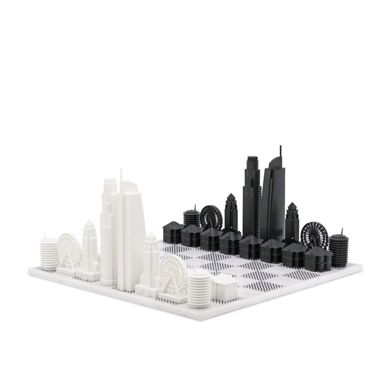 Acrylic LOS ANGELES Chess Set with Marble Hatch Board