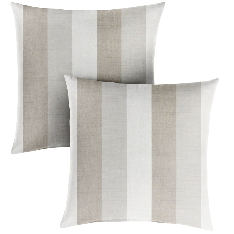 Nisha Striped Sunbrella® Outdoor Throw Pillow, Brown/Gray, 18'' x 18''