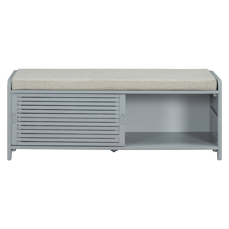 Banc à chaussures avec rangement et coussin, Gris