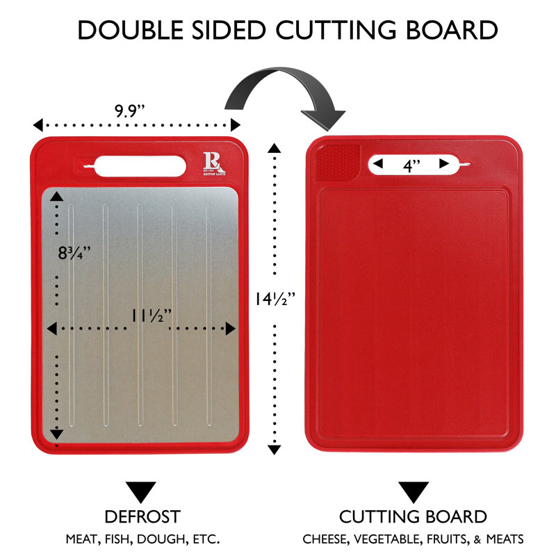 Defrosting Tray Cutting Board, 4 in 1, Red