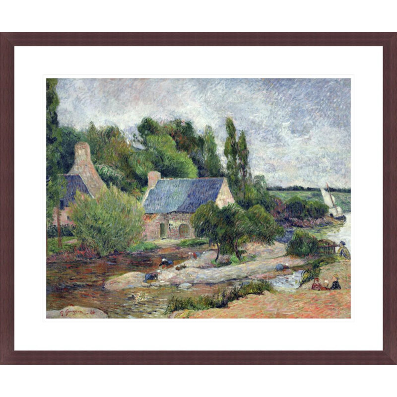 «Washerwomen at Pont-Aven» par Paul Gauguin - Estampe numérique encadrée, H 23,5 po x l 28,04 po