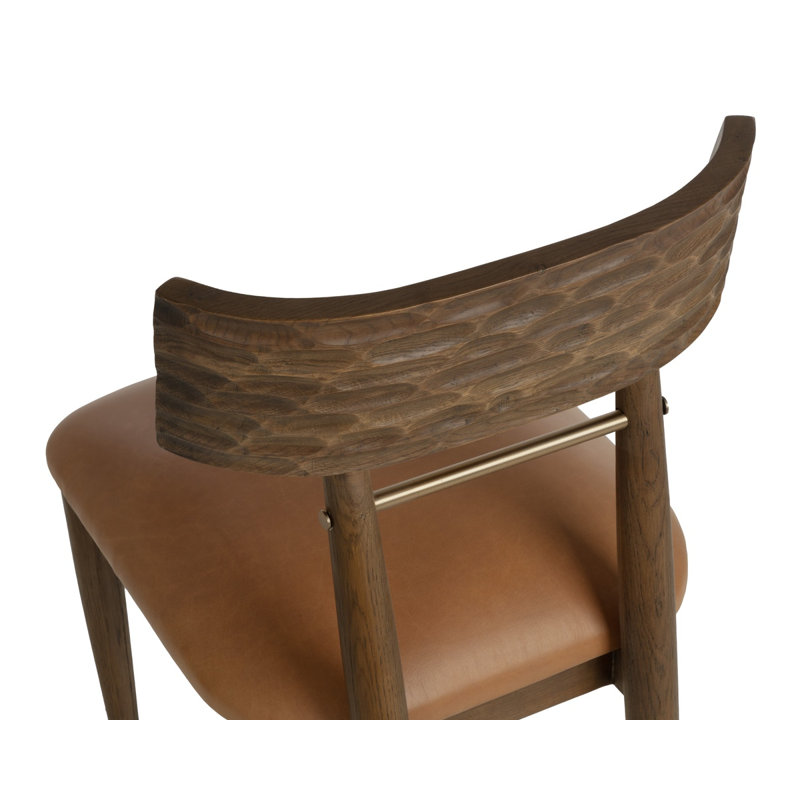 Florian Upholstered Dining Chair, Tan Leather, Chocolate