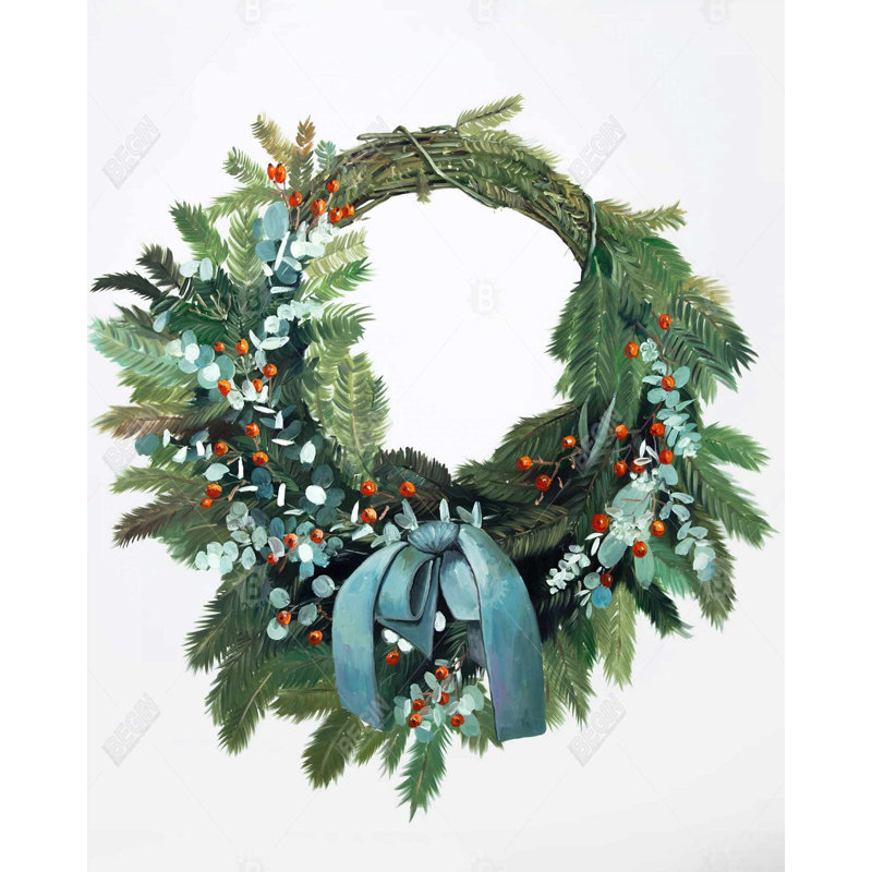 Christmas Wreath Print On Canvas