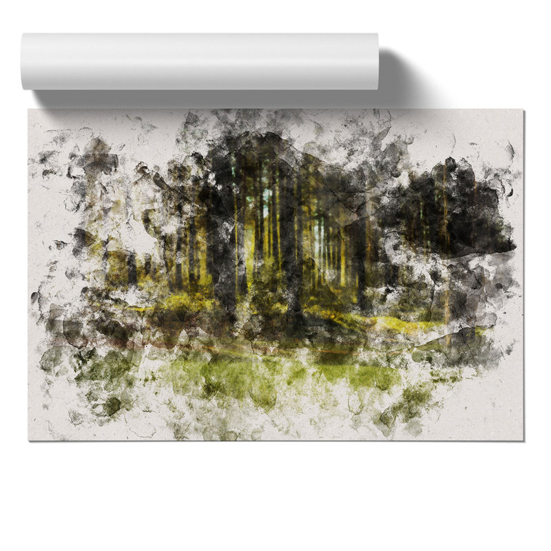 Green Forest Watercolour - Frameless Print, 30cm H x 42cm W x 0.1cm D