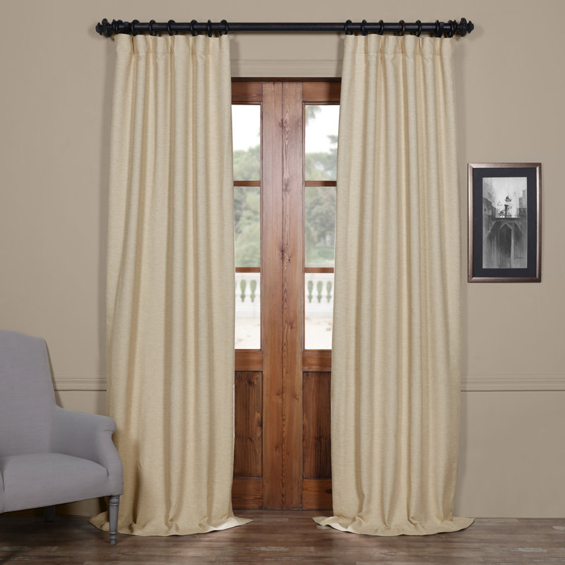 Rideaux obscurcissants en lin synthétique pour chambre et salon Bellino (1 panneau), Sand Sand, L 50 po x L 120 po