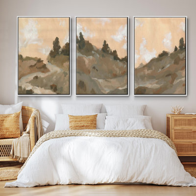 Hillside Walking Path I, ensemble de 3 toiles encadrées sur toile