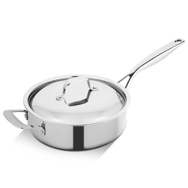 Plat à sauter en acier inoxydable NutarlChef avec couvercle