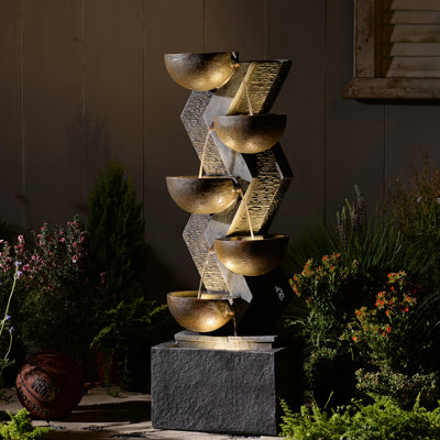 Mandile Handcrafted Weather Resistant Floor Fountain with Lights