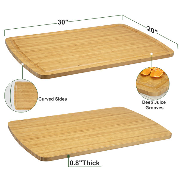 20 in. L x 15 in. W x 1.25 in. H Kitchen Rectangular Solid Wood Reversible  Chopping Board Set with Juice Groove