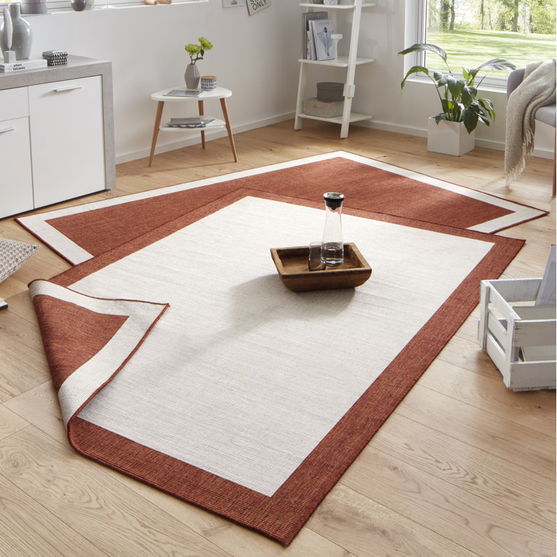 Panama Flatweave Orange/Cream Rug, Rectangular 120 x 170cm