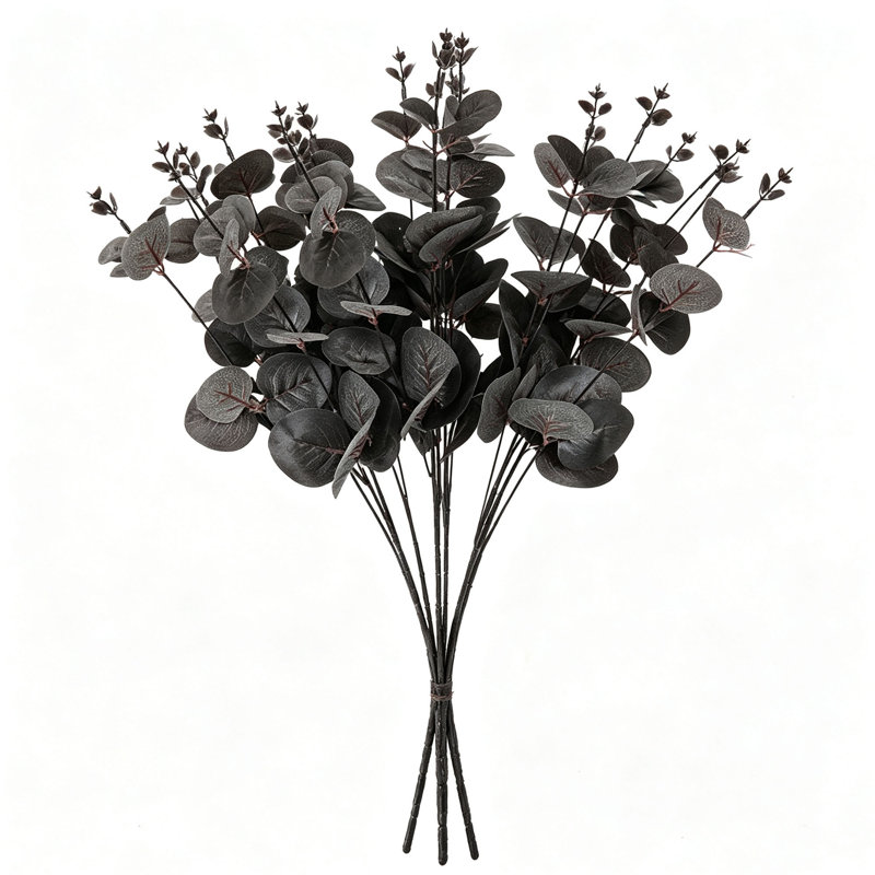 3 faisceaux d'eucalyptus artificiels tiges d'eucalyptus branches noires pour Halloween