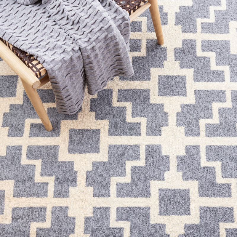 Vannatter Hand Hooked Performance Geometric Rug, Rectangle 3'6" x 5'6"