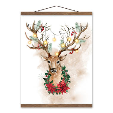 Holiday - Christmas Reindeer by Susan Pepe - Wrapped Canvas Painting Print The Holiday Aisle Size: 40 H x 30 W x 1.5 D