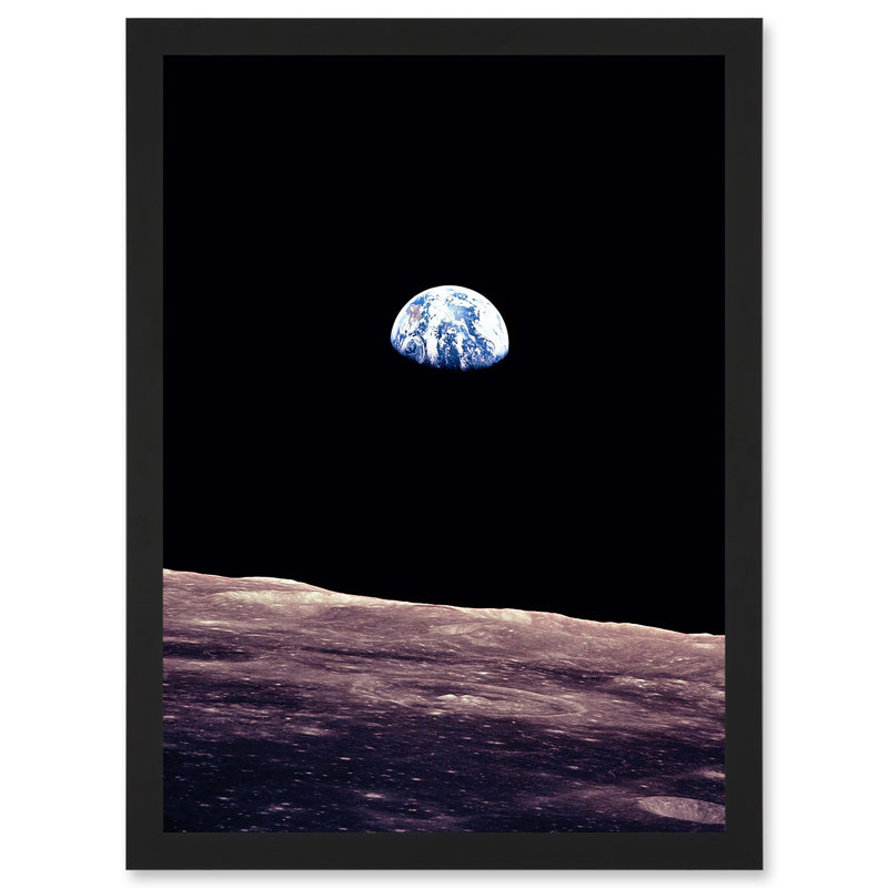 Space Photo Planet Earth From Moon Surface Landscape USA - Single Picture Frame Print