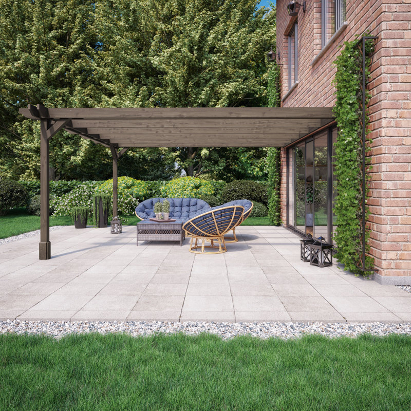 Clite Wood Pergola, Rustic Brown, 270cm H x 300cm W x 360cm D