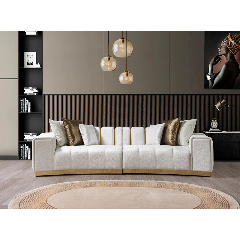 Canapé modulaire en velours Dessau, Velours ivoire