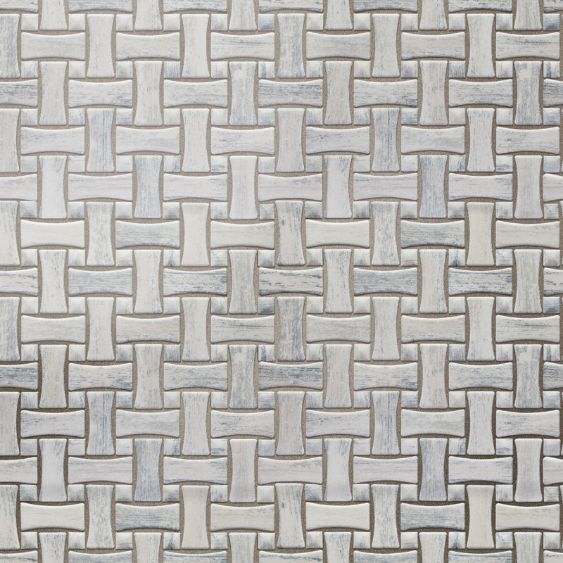 Cassis Dog Bone Basketweave 10 In. X 10 In. Porcelain Mosaic Tile, White