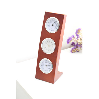 Analogue Manufactured Wood Quartz movement / Crystal Alarm Tabletop Clock in Brown Wood