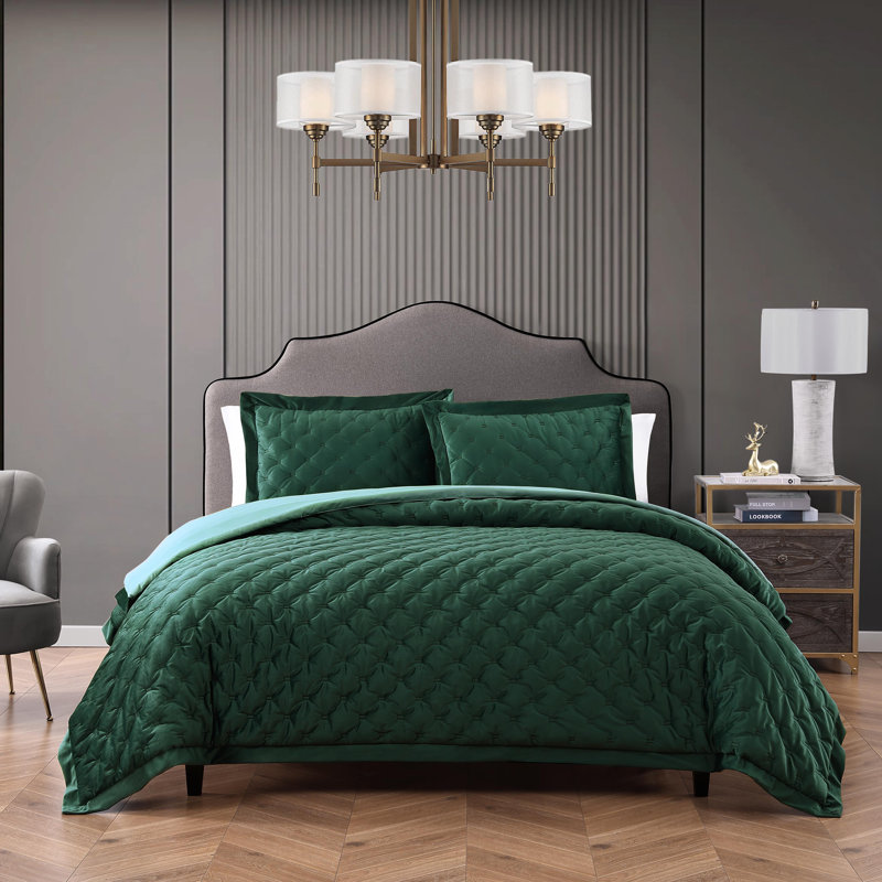 Bebejan 3 Piece Velvet Comforter Set, King, Brown