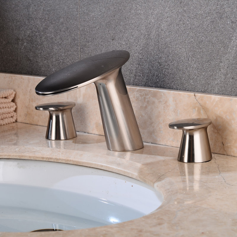 2-handle Bathroom Faucet with Drain Assembly, Brushed Nickel