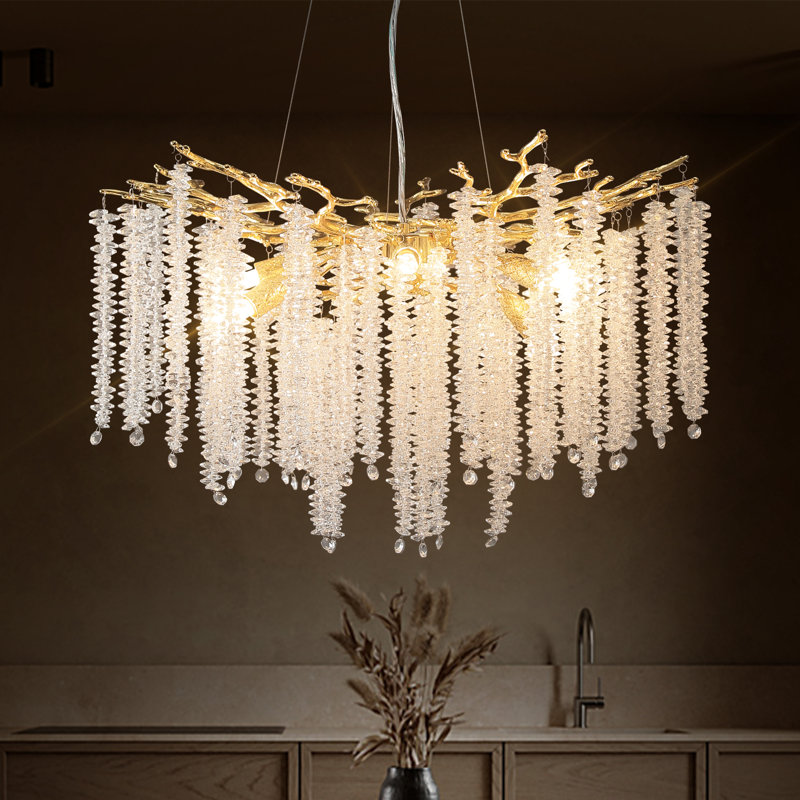 Lustre en cristal Paree, Doré, H 19,7 po x l 23,6 po x P 23,60 po, 8