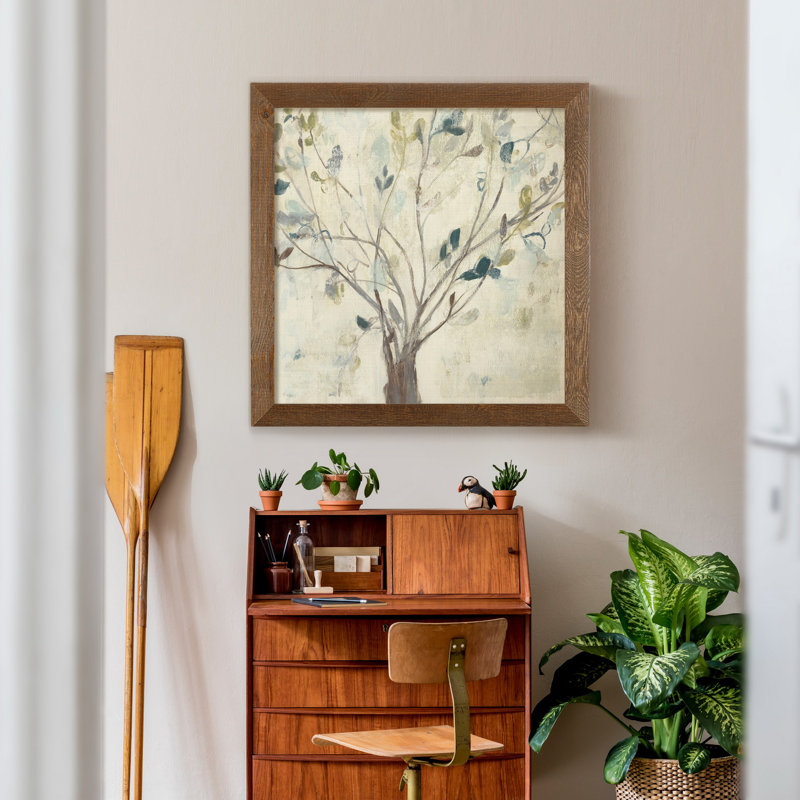 Arbre de bleu II, reproduction d’art encadrée, Pas de tapis, H 17 po x l 17 po x P 1,5 po, Toile avec cadre érable