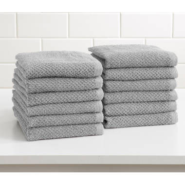 Ultra Absorbent Popcorn Bath Towels | Acacia Collection Great Bay Home Washcloths (12-Pack) / Dark Grey