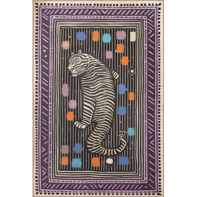 Purple Themed Tiger Patterned Creative Modern Decorative Rug