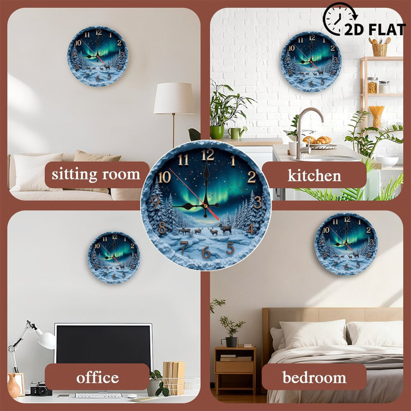 Winter-Wonderland-Reindeer-Aurora-Borealis-Clock-Wall-Decor