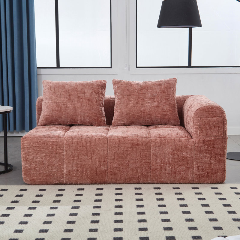 Couches de salon en chenille rose - Poupée en coton et sacs de printemps élégants, Rose